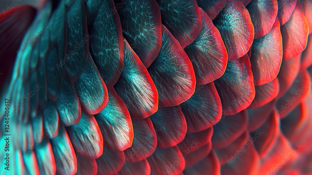 Poster abstract red and teal scaled texture image
