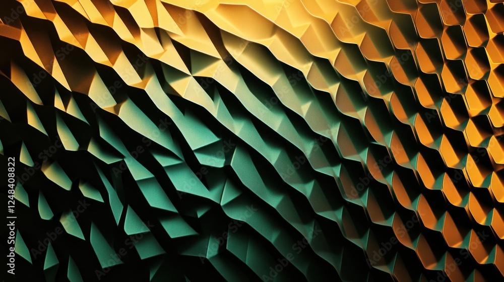 Poster Abstract Geometric Pattern Green Gold Gradient