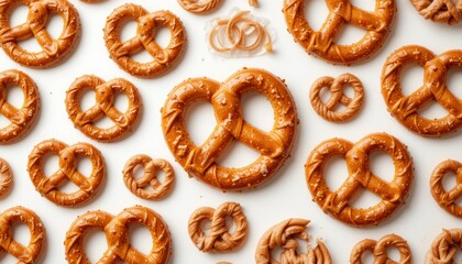 Seamless pattern of pretzels isolated on a white background