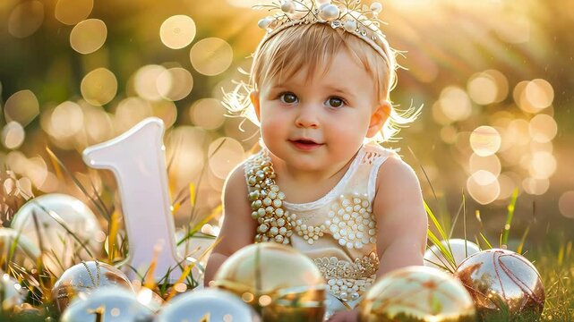child's first birthday photo session in nature