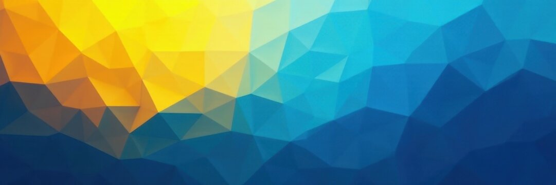 Dynamic blue yellow gradient geometric shapes backdrop, element, polygons, digital