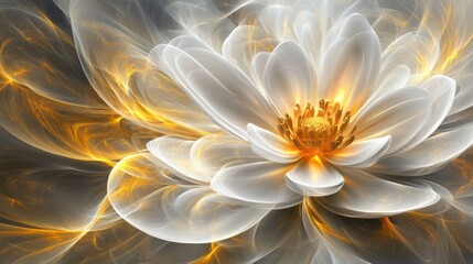 Golden Radiance Illuminates Delicate White Flower Petals