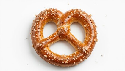 Fresh baked pretzels on a white background