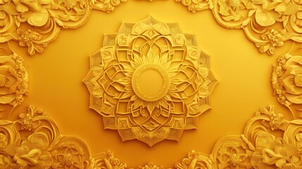 Golden Mandala Design With Intricate Floral Accents
