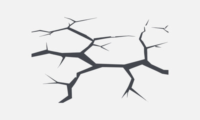 A modern vector illustration of multiple realistic cracks in a surface, easily editable.