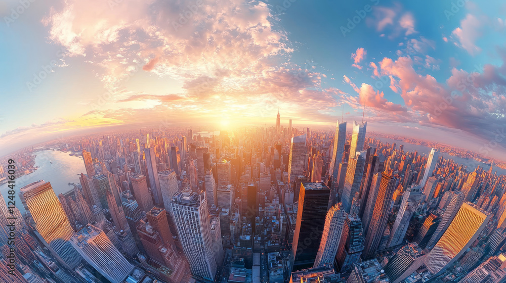 Aufkleber abstract city sky scraper structure background 3d illustration rendering with sky