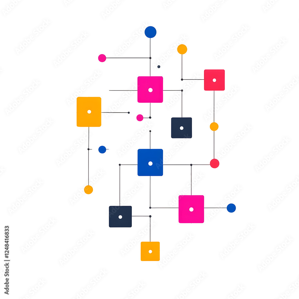 Poster colorful abstract network of nodes and connections design