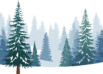 Obraz premium vector illustration of a winter forest