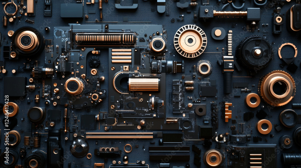 Poster futuristic computer surface hardware technology object background 3d render illustration wallpaper