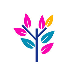 Naklejka premium Colorful Abstract Design of a Stylized Tree with Vibrant Leaves