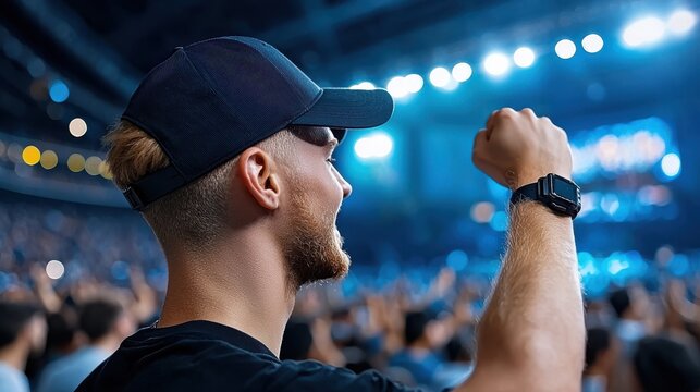 Captivating cinematic view of a lively festival crowd in motion with people cheering dancing and immersed in the electric atmosphere of the event  This image captures the energy excitement
