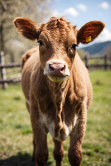 Adorable baby calf with big, soulful eyes. Heartwarming and perfect for nature, farm, or animal-themed projects