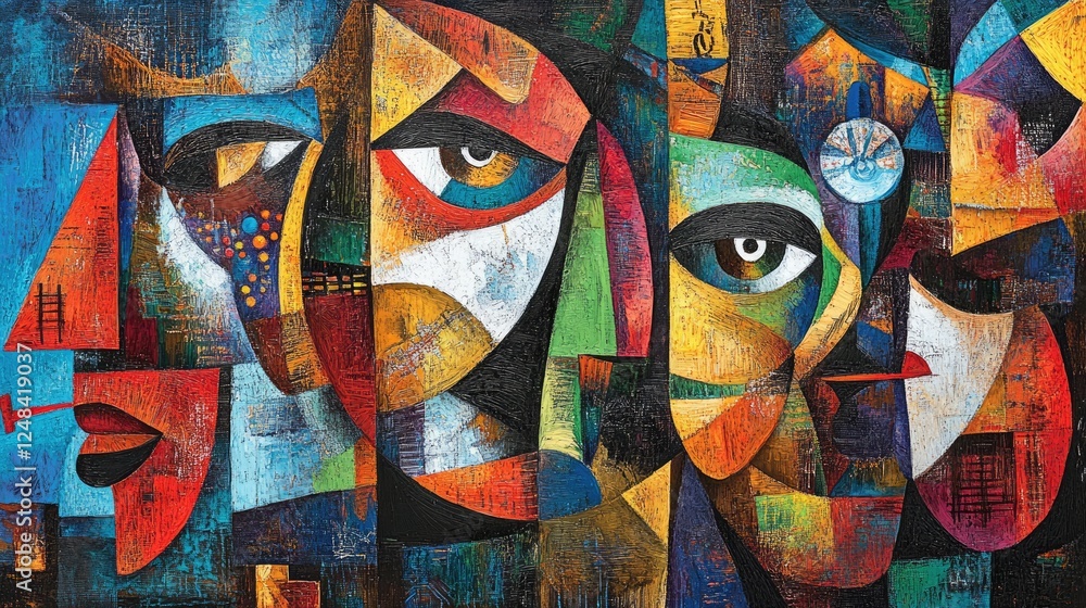 Aufkleber abstract cubist composition featuring multiple faces