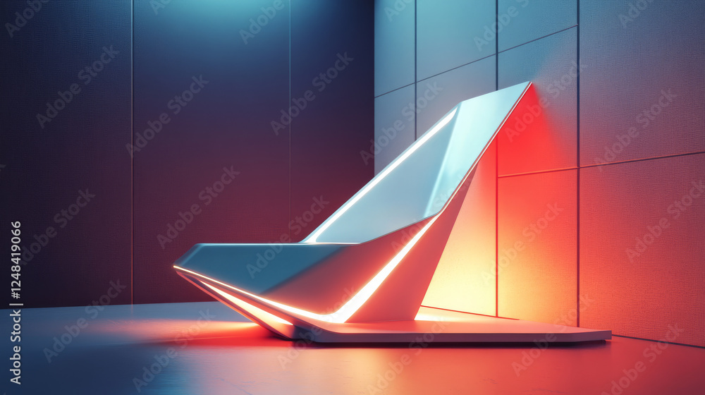 Poster modern futuristic design product stand showcase pedestal blank empty stand with glowing light 3d ren