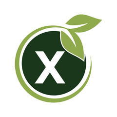 Nature Logo combine with letter X vector template