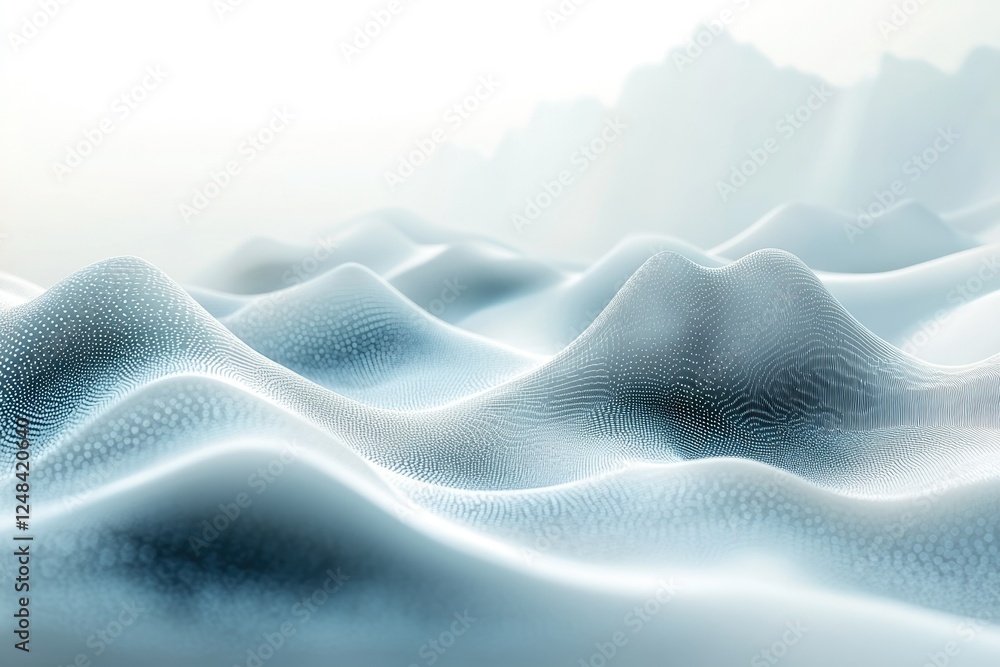 Aufkleber abstract 3d rendering of a flowing, particle-based landscape with soft, undulating hills.