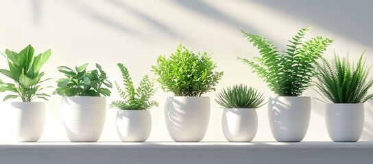 Indoor Plants: A Guide to Growing Lush Greenery, Stylish White Pots, Home Decor, Sunlight, Houseplants,  Ferns, Succulents, and Easy Care.