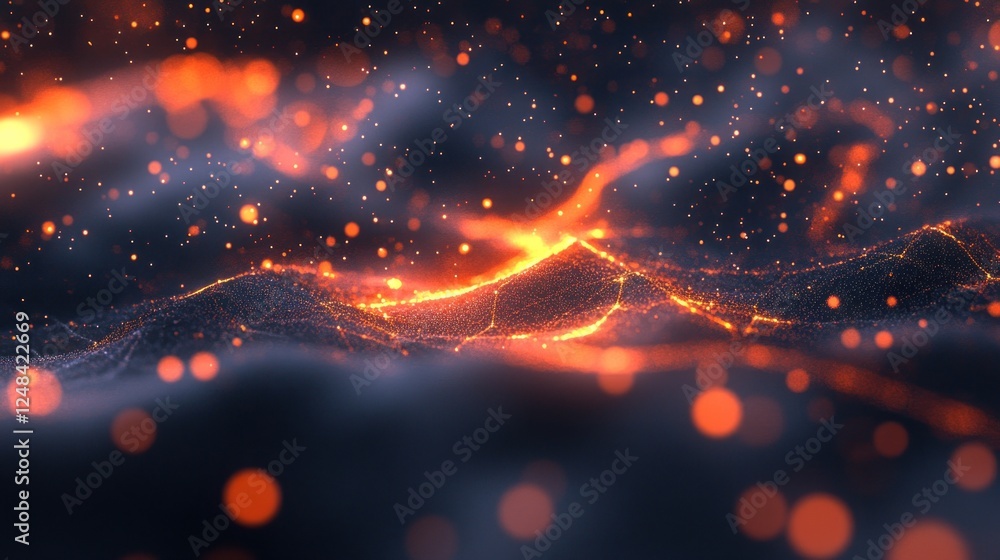 Aufkleber Abstract Glowing Particles Form Dynamic Landscape
