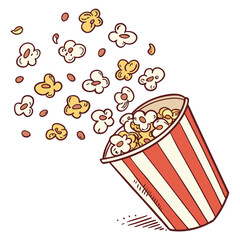 Sweet and Salty Popcorn Erupting from a Bold Striped Cup, Dynamics