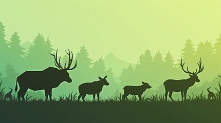 Naklejka premium Minimalist Geometric Wildlife Silhouette Art