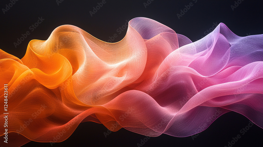 Poster colorful swirls of fabric flow gracefully across a dark background creating a stunning visual displa