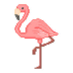 Pixel illustration of a flamingo