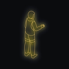 Neon glowing astronaut walking and exploring space