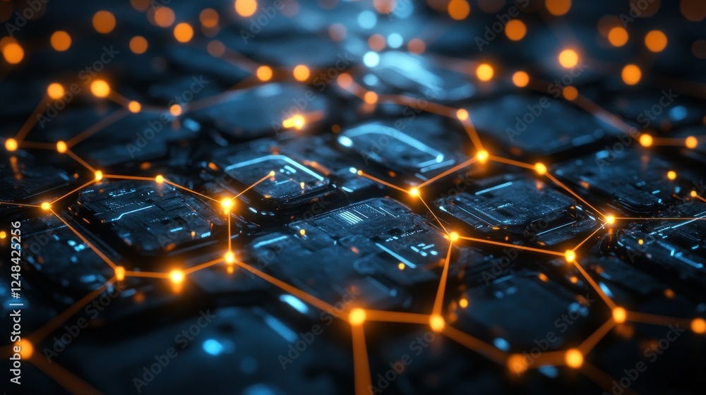 Poster Abstract Network Circuit Board Showing Data Connections