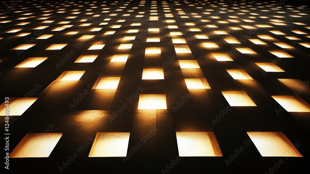 Poster Illuminated Square Recessed Lights Pattern Design
