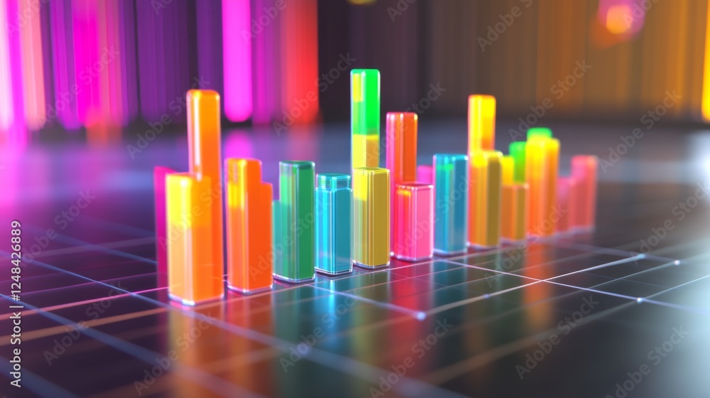 Aufkleber a close-up of a d bar graph displaying financial data with vibrant, colorful bars rising above a gri