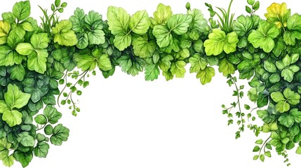 Fototapeta premium Lush Green Foliage Creates A Natural Border Frame