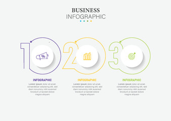Timeline infographic design element and number options. Business concept with 3 steps. Can be used for workflow layout, diagram, annual report, web design. Vector business template for presentation.