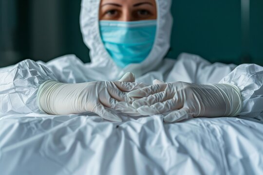World Oral Health Day. A medical professional in protective suit and gloves, symbolizing healthcare and safety.