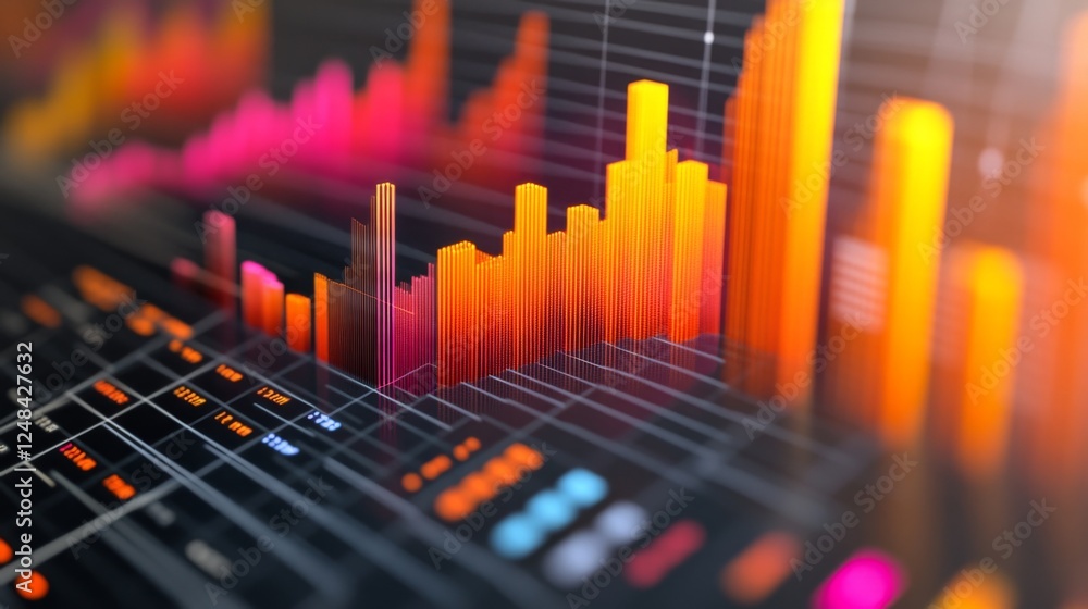 Aufkleber a close-up of a d histogram with varying bar heights and depths, highlighting the distribution of da