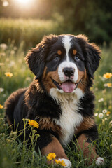 Adorable puppy enjoying a sunny day! Perfect for heartwarming pet content, greeting cards, and bringing joy to your projects