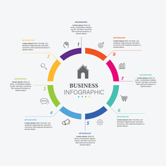 Circular infographic template with 8 options