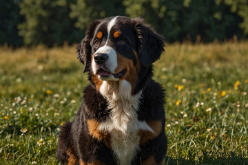 Adorable puppy enjoying a sunny day! Perfect for heartwarming pet content, greeting cards, and bringing joy to your projects