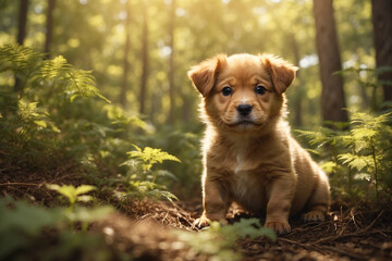 Adorable puppy enjoying a sunny day! Perfect for heartwarming pet content, greeting cards, and bringing joy to your projects