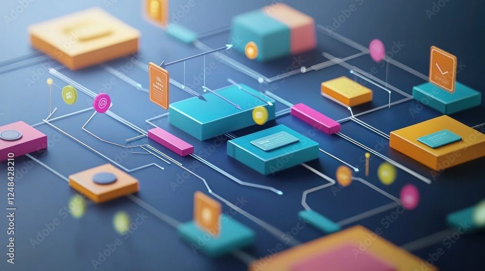 Poster abstract colorful network digital system