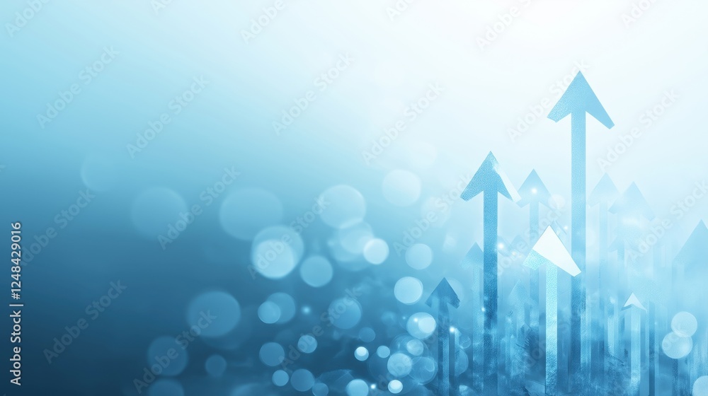 Poster a soft blue background with upward-pointing arrows, symbolizing growth and progress, complemented by