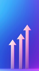 A modern graphic featuring three upward-pointing arrows against a vibrant gradient background, symbolizing growth and progress.