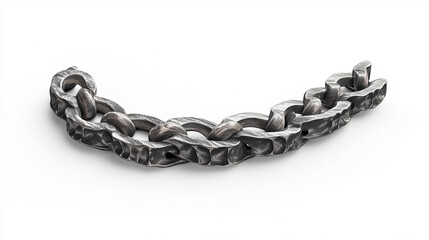 Obraz premium close up of metal chain part on white background 3d render illustration