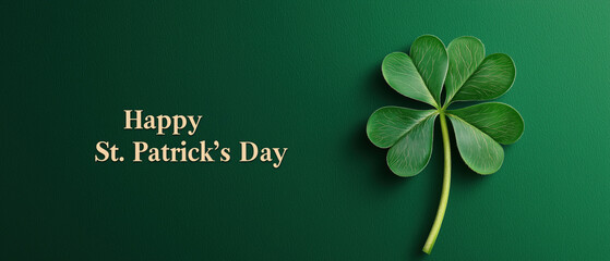 Happy St. Patrick's Day Celebration with Green Clover and Text