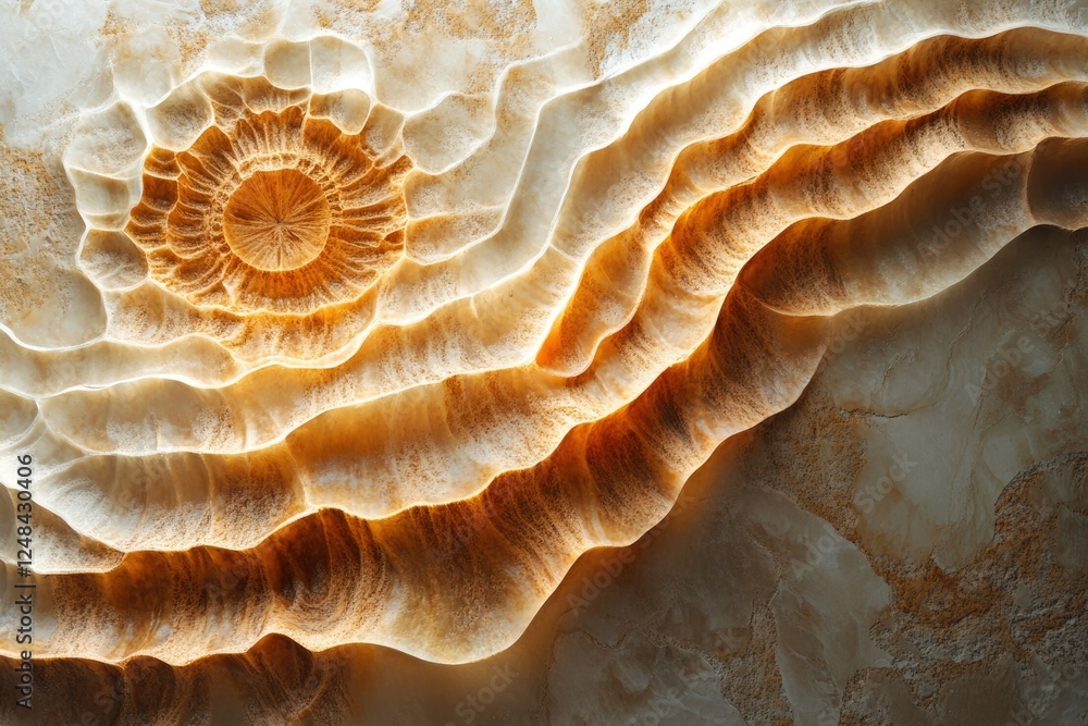 Poster intricate layers of onyx create a mesmerizing, wave-like pattern with a central focal point.