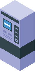 Isometric view of a modern atm machine, offering convenient and secure access to financial services