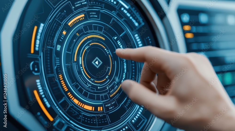 Poster interactive digital interface with futuristic user interface design
