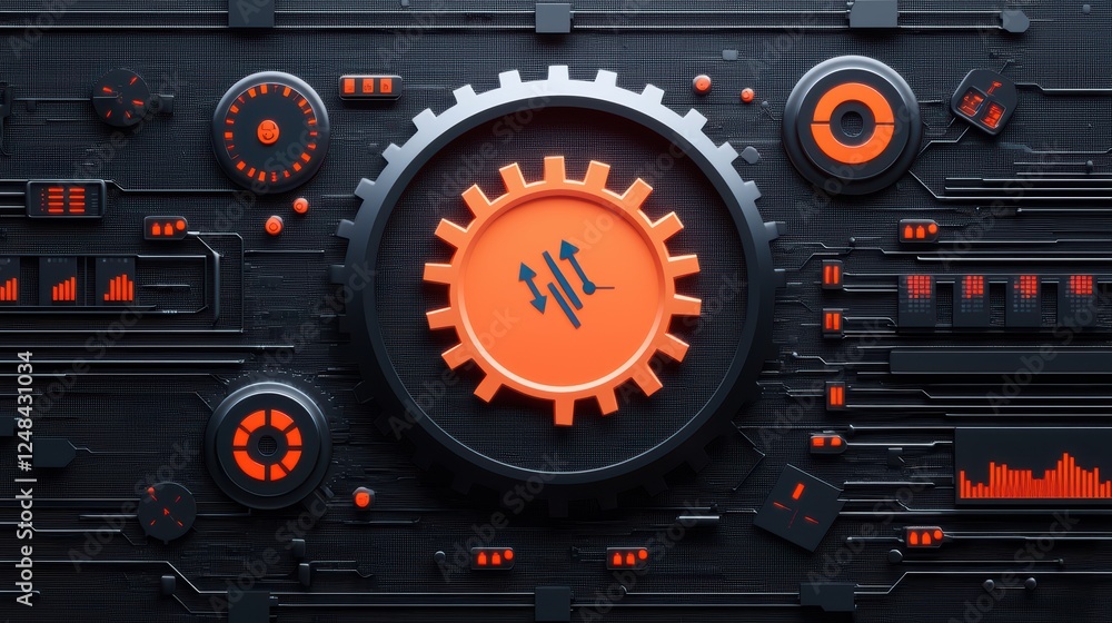 Poster abstract technology background with gears and circuit patterns design