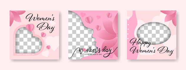 Set of international women's day social media templates. Women's Day poster for greeting banner.