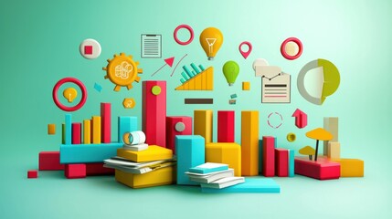 Abstract 3D Colorful Business Data Visualization
