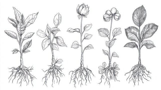 flower outline with roots
